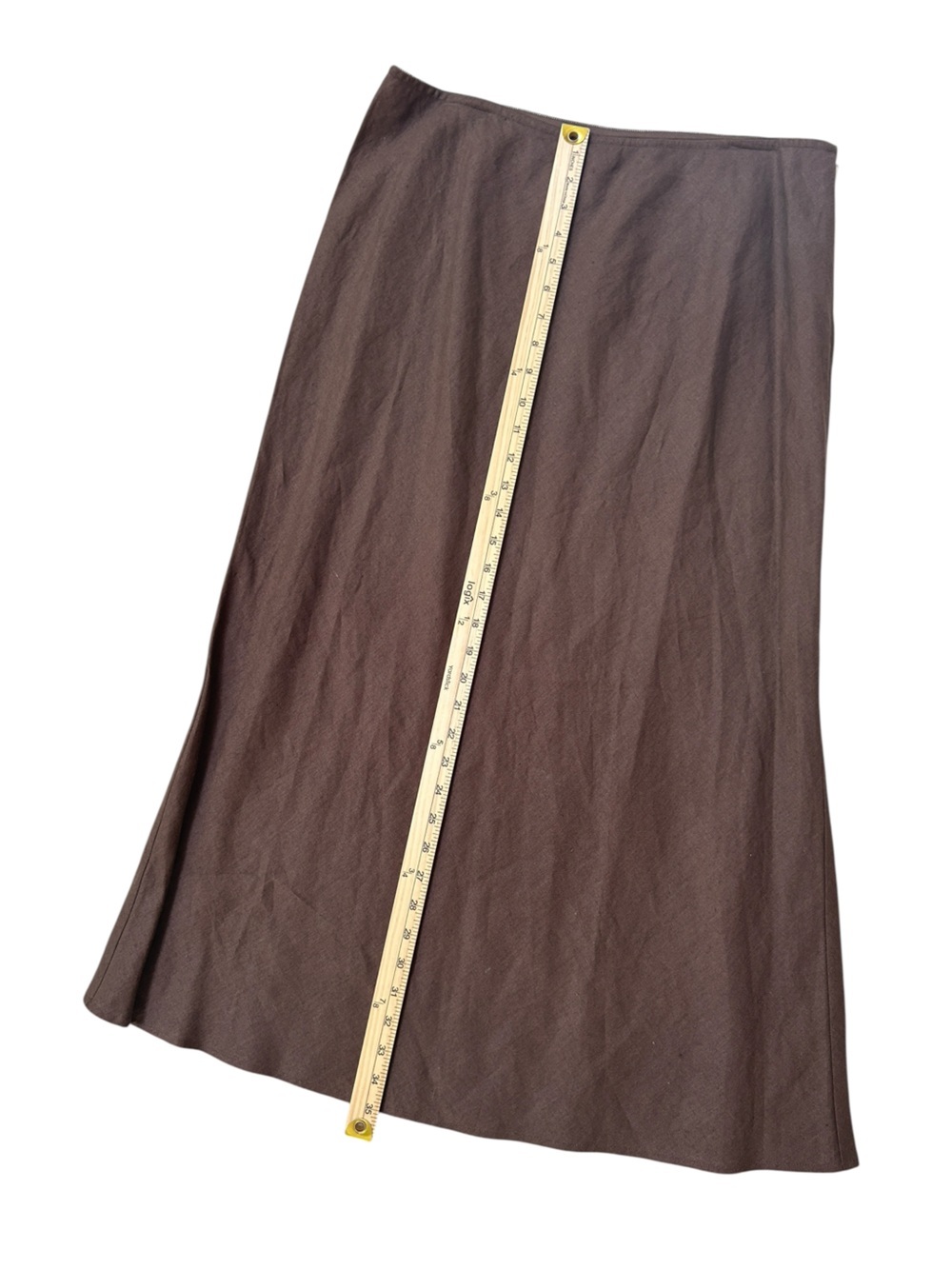Lands’ End 100% Linen Brown Midi Skirt A-Line Fall Skirt Lagenlook Size 14 - Picture 5 of 9